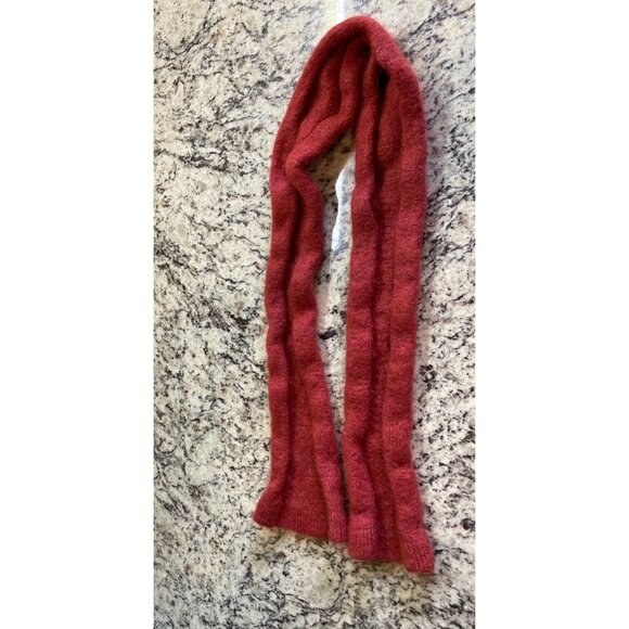 Womans Rectangle Wool Blend Scarf Hand Knit Red Textured Preppy - Picture 5 of 5